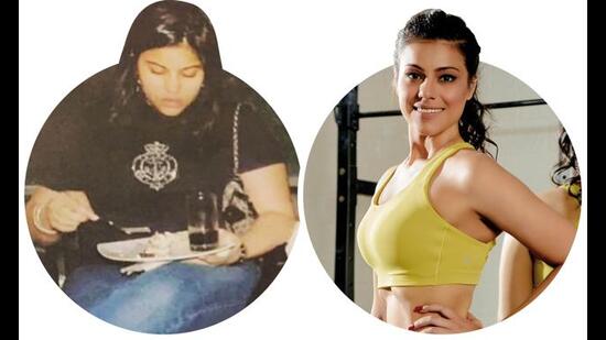 Neha (left) weighed 90 kgs (left) earlier