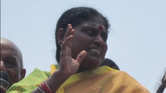 Vijayamma announced her resignation at the party’s two-day plenary. (Wikipedia)