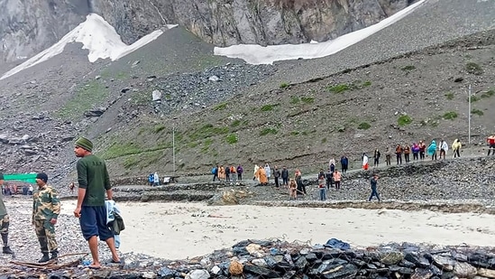 Amarnath: Rescue operation after a cloudburst that hit near the base camp of the holy cave shrine of Amarnath in south Kashmir Himalayas.