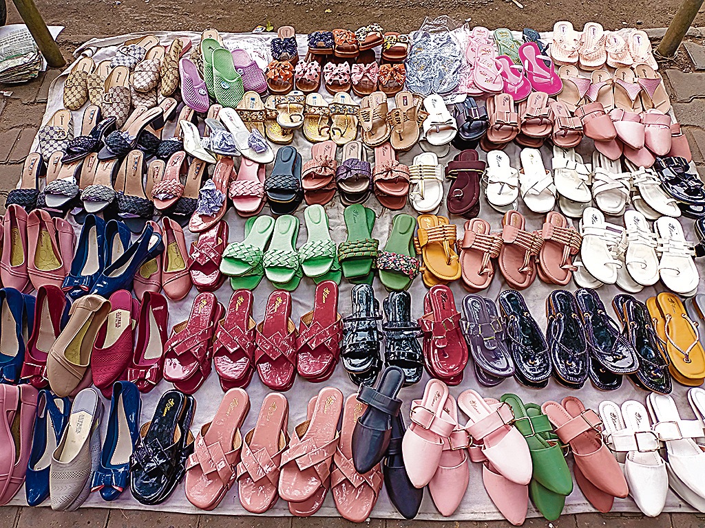 Rain-friendly footwear are available at Sector 22. (HT Photo)