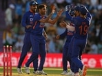 India celebrate a wicket in the 2nd T20I.