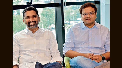 Arun Poojari (left) and Shriniwas Kasar, founders of Cashinvoice, a digital invoice and supply chain finance marketplace designed to unlock trapped cash in the supply chain. (HT PHOTO)