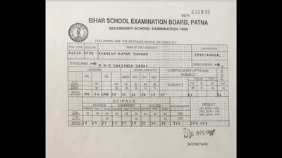 IAS officer Awanish Sharan shared his Class 10th marksheet on Twitter and it motivated netizens. (@AwanishSharan/Twitter) IAS officer Awanish Sharan shared his Class 10th marksheet on Twitter and it motivated netizens. (@AwanishSharan/Twitter)