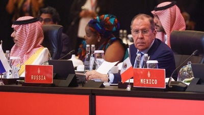 Russian Foreign Minister Sergei Lavrov attends the G20 Foreign Ministers' Meeting in Nusa Dua, Bali, Indonesia July 8, 2022.&nbsp; (Russian Foreign Ministry/Handout via REUTERS)