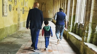 Kareena Kapoor shared a picture of Saif Ali Khan, Taimur Ali Khan and 'godfather'. Kareena Kapoor shared a picture of Saif Ali Khan, Taimur Ali Khan and 'godfather'.