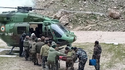 Amarnath: Army personnel carry out the rescue operation in the cloudburst affected areas near the Amarnath cave shrine, J & K, Saturday, (PTI) Amarnath: Army personnel carry out the rescue operation in the cloudburst affected areas near the Amarnath cave shrine, J & K, Saturday, (PTI)