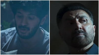 Dulquer Salmaan and Sunny Deol in Chup: Revenge Of The Artist teaser. Dulquer Salmaan and Sunny Deol in Chup: Revenge Of The Artist teaser.