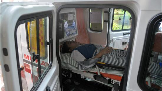 The woman bus attendant, who was injured along with 18 students of Carmel Convent School in Sector 9, when a large portion of a peepal tree, declared a heritage tree by the Chandigarh administration, fell on them on Friday, is still critical and undergoing treatment at Post Graduate Institute of Medical Education and Research. (HT File) The woman bus attendant, who was injured along with 18 students of Carmel Convent School in Sector 9, when a large portion of a peepal tree, declared a heritage tree by the Chandigarh administration, fell on them on Friday, is still critical and undergoing treatment at Post Graduate Institute of Medical Education and Research. (HT File)