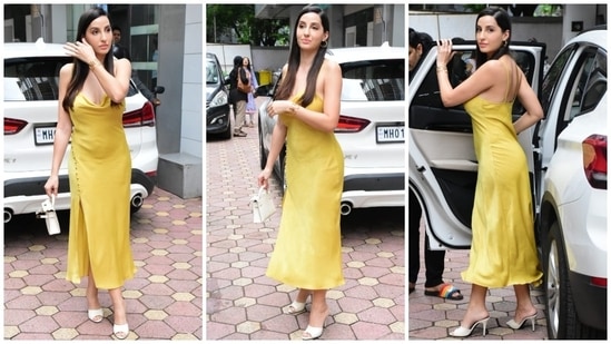 Nora Fatehi will take away your monsoon blues with her stylish look.&nbsp;(HT Photo/Varinder Chawla)