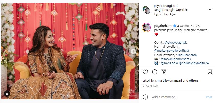 Payal posted posts from her mehendi ceremony also featuring Sangram.