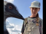 Emmanuel the emu bird photobombs a TikTok video.&nbsp;