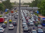 Traffic during evening rush-hour on a road in Delhi. Traffic during evening rush-hour on a road in Delhi.
