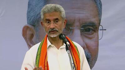 Thiruvananthapuram, July 10 (ANI): External Affairs Minister S Jaishankar addresses an event on India's COVID-19 vaccination drive, in Thiruvananthapuram on Sunday. (ANI Photo) (ANI)