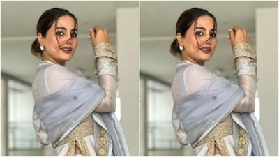 Hina played muse to fashion designer house RAR Designs and picked a stunning salwar suit from their festive shelves. (Instagram/@realhinakhan)
