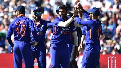 India vs England: Jasprit Bumrah celebrates a wicket during the 2nd T20I. (AP) India vs England: Jasprit Bumrah celebrates a wicket during the 2nd T20I. (AP)