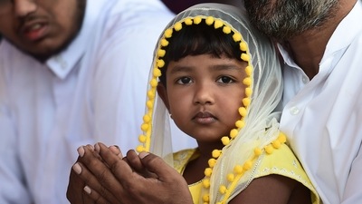 Hundreds of devotees participated in namaz held at various mosques in the two districts. (PTI file photo)