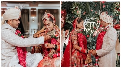 In the end, Payal draped a heavily-embroidered zari dupatta on her head and around her body to complete the ensemble. A choker necklace, matching earrings, nath, mang tika, bangles, bracelets, Kaleere, and rings rounded off the accessories. (Instagram)