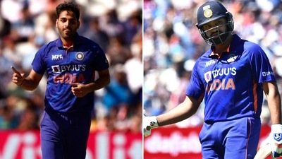 Bhuvneshwar Kumar and Rohit Sharma (Reuters | AP) Bhuvneshwar Kumar and Rohit Sharma (Reuters | AP)