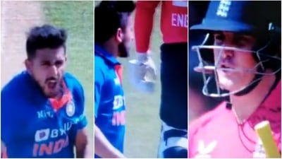 Umran Malik dismisses Jason Roy (Twitter) Umran Malik dismisses Jason Roy (Twitter)