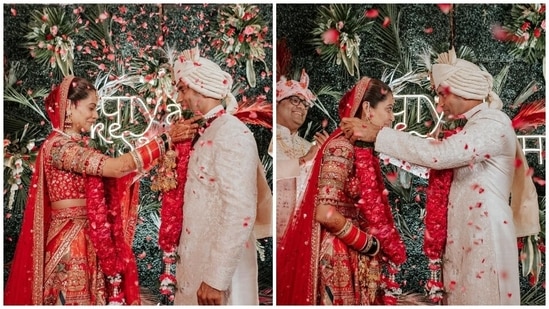 Actor Payal Rohatgi and wrestler Sangram Singh are married. The longtime couple tied the knot in an intimate ceremony held in Agra in the presence of friends and family. Payal and Sangram had been dating for about 12 years before their marriage. On Saturday, Payal, Sangram and their family members dropped pictures from the ceremony on their Instagram pages and delighted social media users. Scroll ahead to see what they wore for the wedding ceremony.(Instagram)
