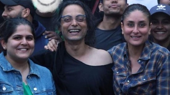 Kareena Kapoor with Sujoy Ghosh on The Devotion of Suspect X sets.