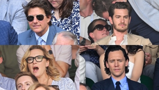 Tom Cruise, Andrew Garfield (top), Kate Winslet, Tom Hiddleston attend Wimbledon final.