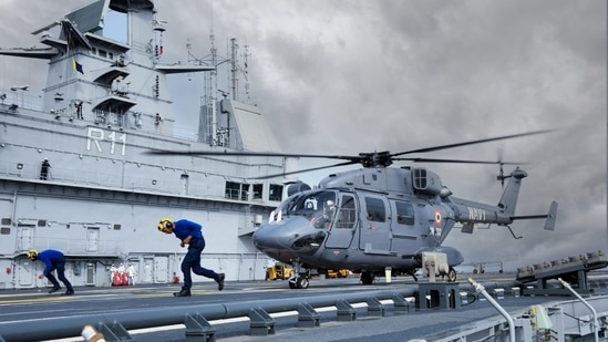 The Indigenous Aircraft Carrier (IAC) Vikrant on Sunday successfully completed the fourth phase of sea.(Source: Indian Navy)