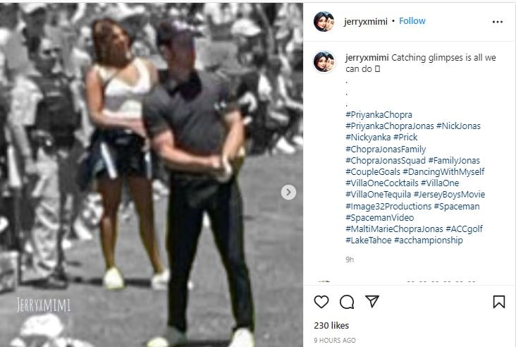 Nick was seen playing golf as Priyanka stood behind him.