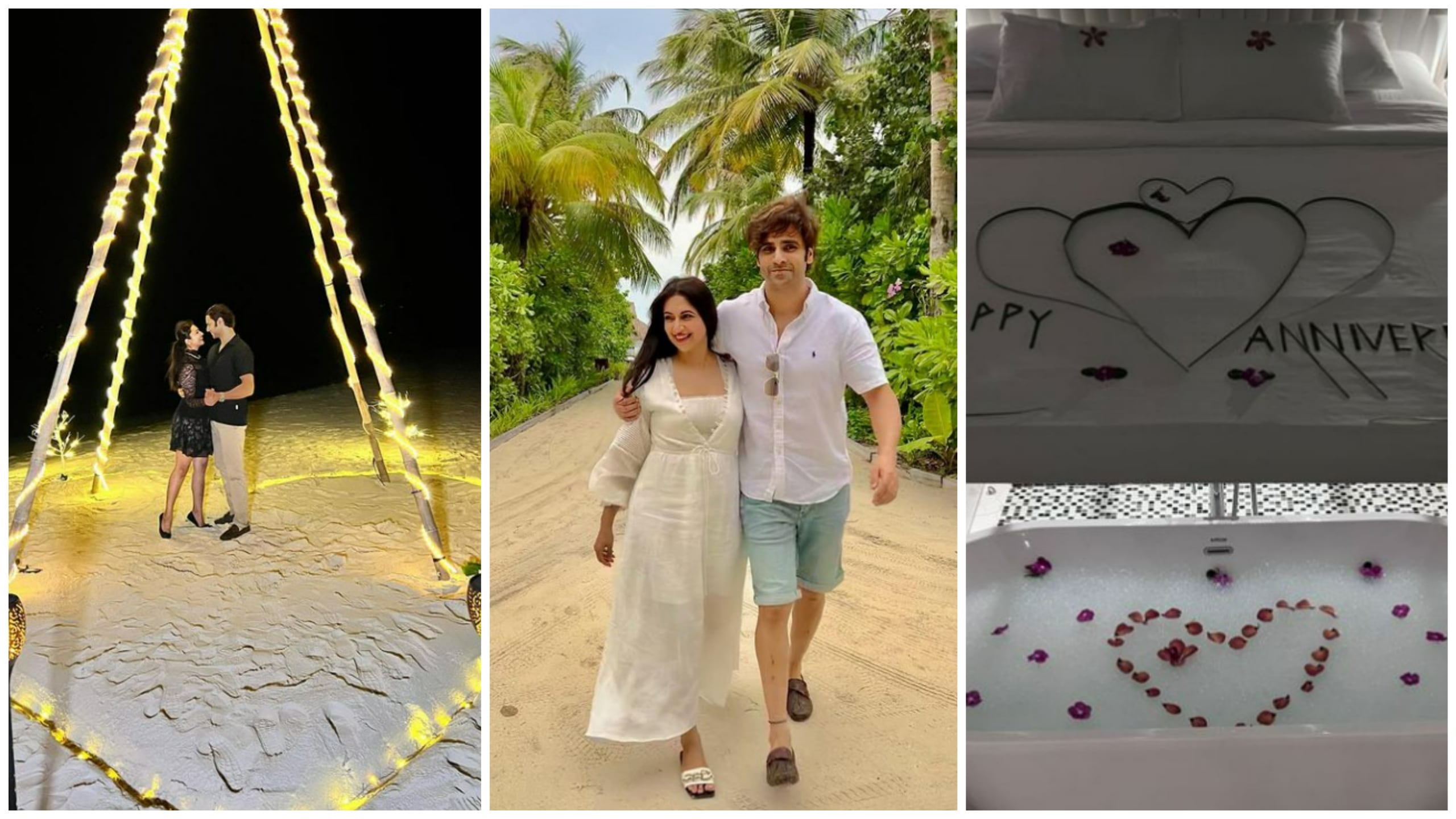 Divyanka Tripathi and Vivek Dahiya share pictures from Maldives vacation.