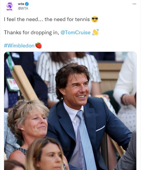 The WTA also posted a photo of Tom Cruise at the match.