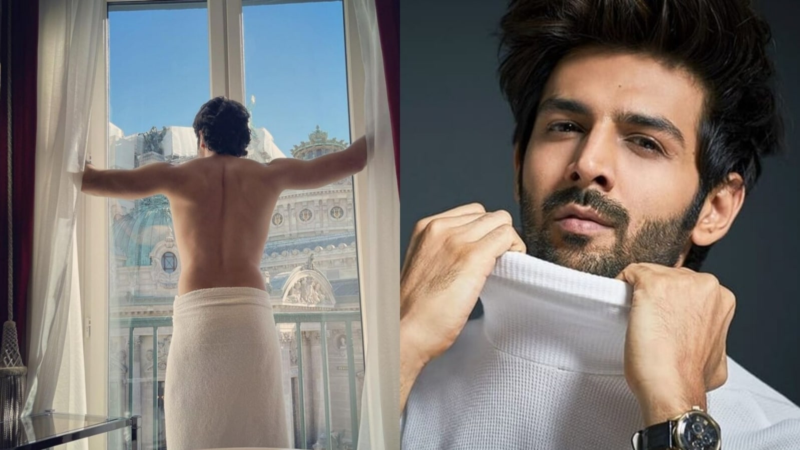 Ayushmann Khurrana Strikes Ranbir Kapoor Pose In Towel Kartik Aaryan Responds Gravitas Journal