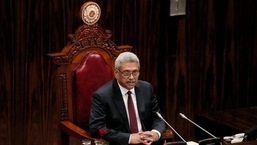 Foto de arquivo do presidente Gotabaya Rajapaksa no Parlamento em Colombo, Sri Lanka.