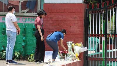 Residents paying floral tributes to Heerakshi, the student who lost her life in the tree collapse, and Sheela, the bus attendant who is battling for life at PGIMER, outside Carmel Convent School in Sector 9, Chandigarh. (HT File) Residents paying floral tributes to Heerakshi, the student who lost her life in the tree collapse, and Sheela, the bus attendant who is battling for life at PGIMER, outside Carmel Convent School in Sector 9, Chandigarh. (HT File)