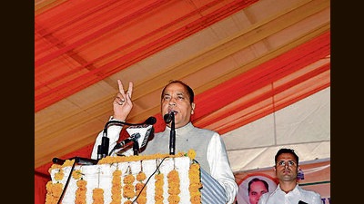 Launching a scathing attack on the Congress, Himachal Pradesh chief minister Jai Ram Thakur accused the party for not doing anything for his home district, Mandi. (Birbal Sharma /HT)