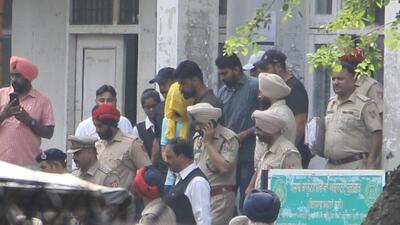 On Monday, after his five-day custody in the Kandowalia case ended, Bishnoi was produced in an Amritsar court, which granted his transit remand to the Hoshiarpur police. (Sameer Sehgal/HT)