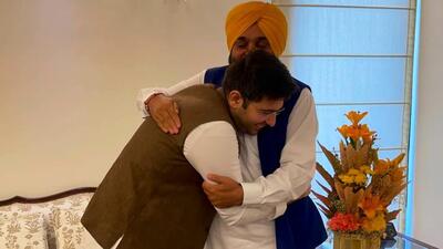 After his appointment, Raghav Chadha met Punjab CM Bhagwant Mann to seek his blessings. (HT Photo) After his appointment, Raghav Chadha met Punjab CM Bhagwant Mann to seek his blessings. (HT Photo)