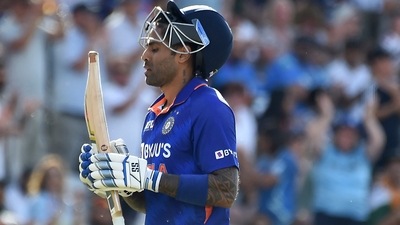 India's Suryakumar Yadav leaves the field after being dismissed&nbsp; (AP)