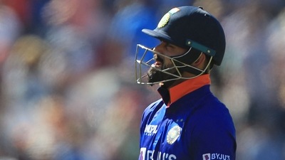 Virat Kohli reacts as he walks back to the pavilion (AFP) Virat Kohli reacts as he walks back to the pavilion (AFP)