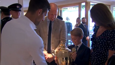 Novak Djokovic with Prince William, Kate Middleton and son George (Twitter)