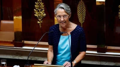 French Prime Minister Elisabeth Borne delivers at the National Assembly in Paris, France. (REUTERS)