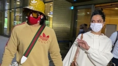 Deepika Padukone and Ranveer Singh show how to look fab with your partner in trendy outfits as they return from US (HT Photo/Varinder Chawla)
