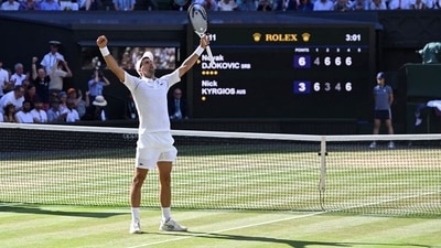 Serbia's Novak Djokovic celebrates after winning the men'REUTERS/Toby Melville (REUTERS)
