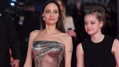 Angelina Jolie with Shiloh at Eternals premiere. (AFP)