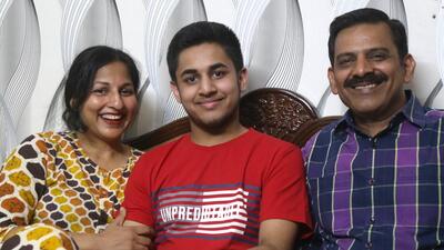 Saarth Singla with his parents Deepika Singla and Sanjeev Singla at their residence in Sector 50-D, Chandigarh. (Sanjeev Sharma/HT) Saarth Singla with his parents Deepika Singla and Sanjeev Singla at their residence in Sector 50-D, Chandigarh. (Sanjeev Sharma/HT)