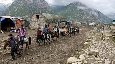 The yatra was partially suspended after the flashfloods, and no batch left from Jammu on Sunday due to inclement weather (ANI) The yatra was partially suspended after the flashfloods, and no batch left from Jammu on Sunday due to inclement weather (ANI)