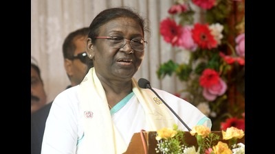 National Democratic Alliance (NDA)’s Presidential candidate Droupadi Murmu addresses during her felicitation function at Hotel Maurya in Patna, Bihar, India on Tuesday, July 05, 2022. (Santosh Kumar/Hindustan Times) National Democratic Alliance (NDA)’s Presidential candidate Droupadi Murmu addresses during her felicitation function at Hotel Maurya in Patna, Bihar, India on Tuesday, July 05, 2022. (Santosh Kumar/Hindustan Times)