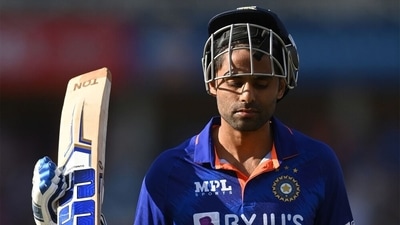 Suryakumar Yadav walks back after playing a scintillating knock of 117 against England at Trent Bridge. (Getty) Suryakumar Yadav walks back after playing a scintillating knock of 117 against England at Trent Bridge. (Getty)