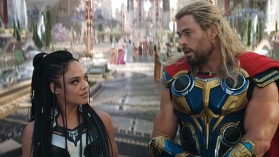 Tessa Thompson and Chris Hemsworth in a still from Thor: Love and Thunder. Tessa Thompson and Chris Hemsworth in a still from Thor: Love and Thunder. 