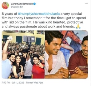 Varun posted a throwback photo.