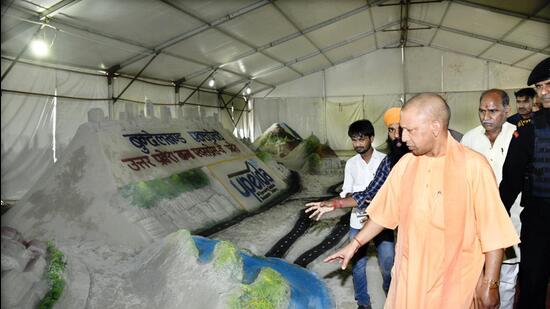 Uttar Pradesh chief minister Yogi Adityanath taking stock of preparations in Jalaun. (SOURCED IMAGE)